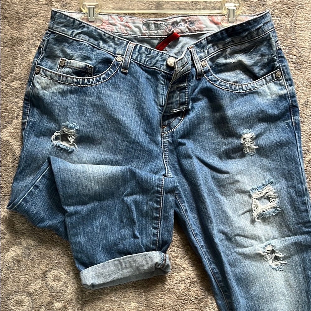 Guess Blue Boyfriend Jeans Distressed Style